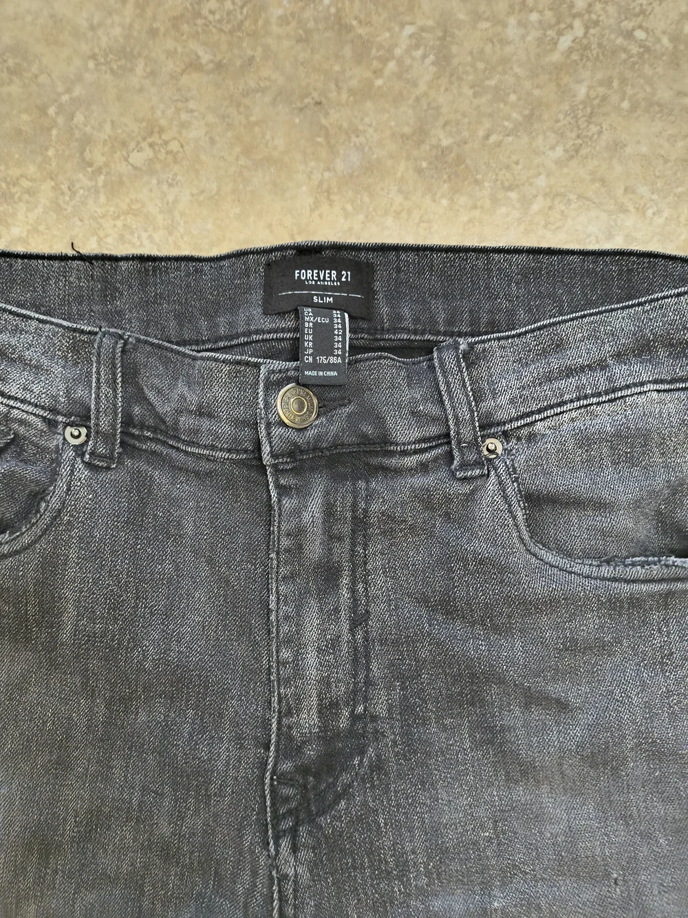 Forever 21 Men's Slim Dark Gray Denim Jeans